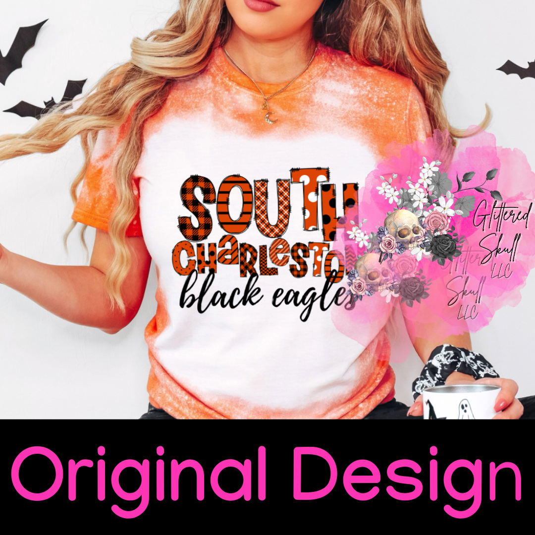 SC Black Eagles - Glittered Skull Original Design